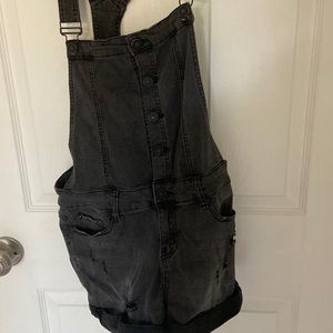 Black overall shorts
